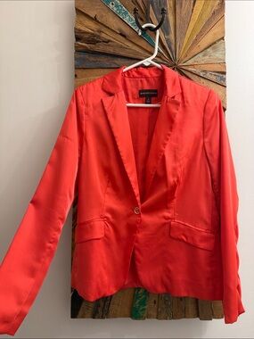 Dana Buchman Coral Red Satin Single-Button Blazer